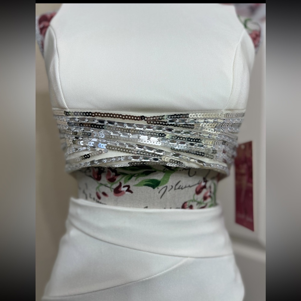 Emerald Sundae white dress with Silver Details - Picture 2 of 7